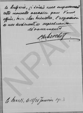 Επιστολή ... (Legation de Bulgarie, Athenes) προς Αλέξανδρο Διομήδη, Αθήνα 15/28 Ιανουαρίου 1913 3