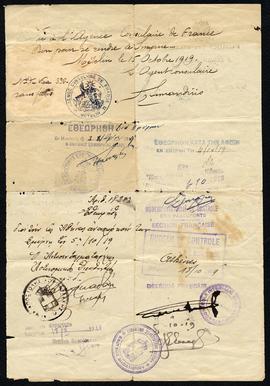 Ταξιδιωτικό έγγραφο. Lucie Ζάννου, Αριστόβουλος Ζάννος, 8 Οκτωβρίου 1919 2