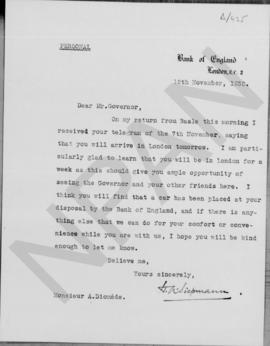 Επιστολή H.A. Siepmann προς τον Αλέξανδρο Διομήδη, Λονδίνο 12 Νοεμβρίου 1930 1