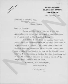 Επιστολή H Strakoch προς τον Αλέξανδρο Διομήδη, Λονδίνο 28 Οκτωβρίου 1930 1