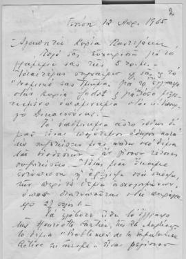 Επιστολή Ιωαννίδη προς την Ελμίνα Παντελάκη, Γενεύη 12 Απριλίου 1965 1
