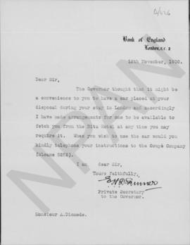 Επιστολή E.N.D. Srimmer προς τον Αλέξανδρο Διομήδη, Λονδίνο 12 Νοεμβρίου 1930 1