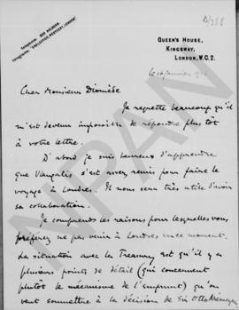 Επιστολή P. Horsfall προς τον Αλέξανδρο Διομήδη, Λονδίνο 16 Ιανουαρίου 1925 1