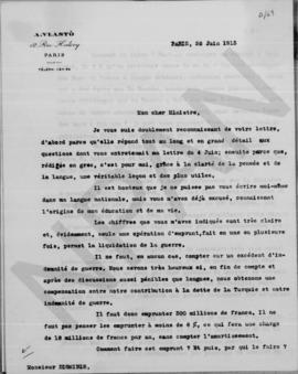 Επιστολή A. Vlasto προς Αλέξανδρο Διομήδη, Παρίσι 26 Ιουνίου 1913 1