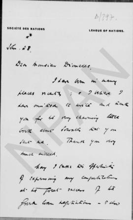 Επιστολή A. Salter προς τον Αλέξανδρο Διομήδη, Ιανουάριος 1928 1