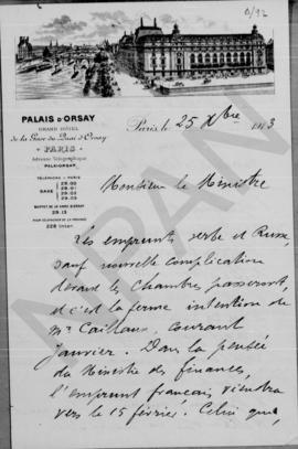 Επιστολή ... προς Αλέξανδρο Διομήδη, Παρίσι 25 Νοεμβρίου 1913 1