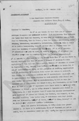 Επιστολή Michel Paillares προς τον Νικόλαο Πολίτη (Υπουργός Εξωτερικών), Αθήνα 15 Οκτωβρίου 1922 1