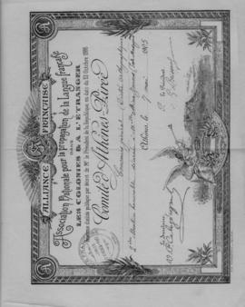 Alliance Francaise, Certificat, Athenes 7 Mai 1905 1