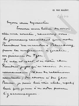 Επιστολή Βλαστού προς τον Αλέξανδρο Διομήδη, Παρίσι 6 Ιουνίου 1