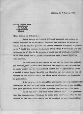 Επιστολή Ελμίνας Παντελάκη προς την κυρία Jeanne Eder, Αθήνα 7 Ιανουαρίου 1956 1