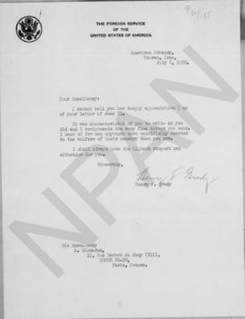 Επιστολή Henry F Grady προς τον Αλέξανδρο Διομήδη, Τεχεράνη 8 Ιουλίου 1950 1