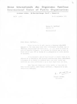 Επιστολή Robert Boudet (directeur de l' Union Internationale des Organismes Familiaux) προς την Ε...