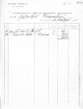 Λογαριασμός εισπάξεως ομολογιών τοκομεριδίων και μερισμάτων, Αθήνα 25 Νοεμβρίου 1924  1
