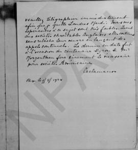 Χειρόγραφο αντίγραφο τηλεγραφήματος Δημητρίου Κακλαμάνου προς τον Αλέξανδρο Διομήδη, Λονδίνο 9 Μα...