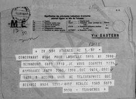 Τηλεγράφημα Εμμανουήλ Τσουδερού προς τον  Αλέξανδρο Διομήδη, 3 Ιουνίου 1929 1