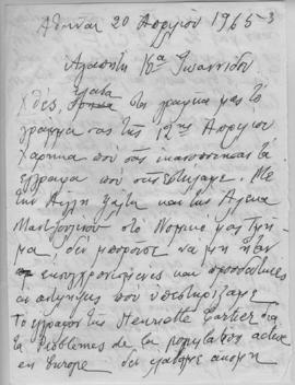 Επιστολή Ελμίνας Παντελάκη προς την κυρία Ιωαννίδου, Αθήνα 20 Απριλίου 1965 1