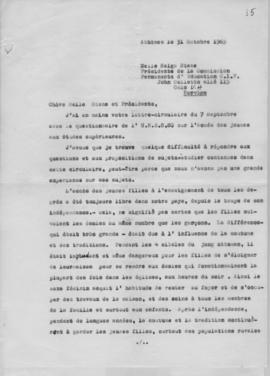 Επιστολή Ελμίνας Παντελάκη προς την Helga Stene (Presidente de la Commission Permanente d' Educat...