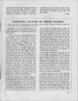 Elmine Pantelaki, National Council of Greek Women, Autumn 1966 2