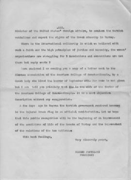 Επιστολή Ελμίνας Παντελάκη προς την Mrs Van der Westhuisen, Αθήνα 1 Νοεμβρίου 1955 3
