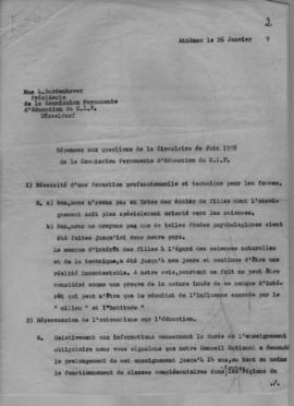 Επιστολή Ελμίνας Παντελάκη (Presidente de la Commission d'Education du Conseil National des Femme...